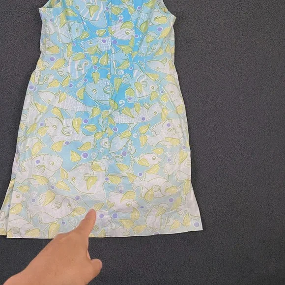 Vintage Lilly Pulitzer Dress size 14 Fish Print Tropical Summer Sleeveless Blue - Picture 9 of 15